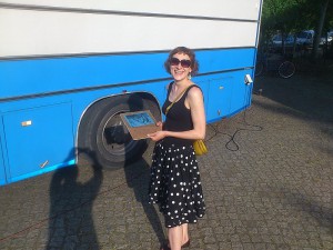 Handybild von der Ausbelichtung der Cyanotypie vom Handyfoto bei 32 Grad!